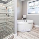 bathroom tub and shower in custom built home